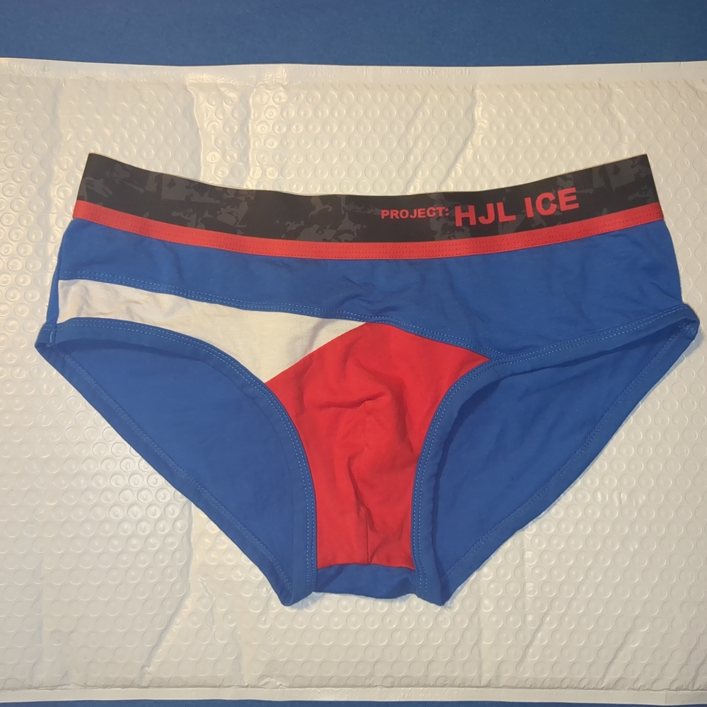 Huajielong Blue Red White Colorblock Cotton Briefs Size Large